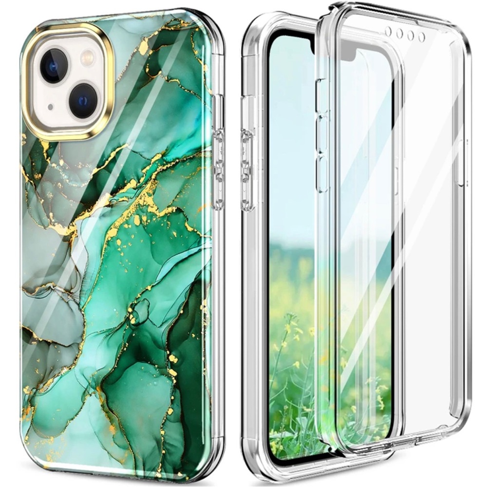 NEW Emerald Green Marble iPhone 13 Pro Max Case with Built-in Screen Protector